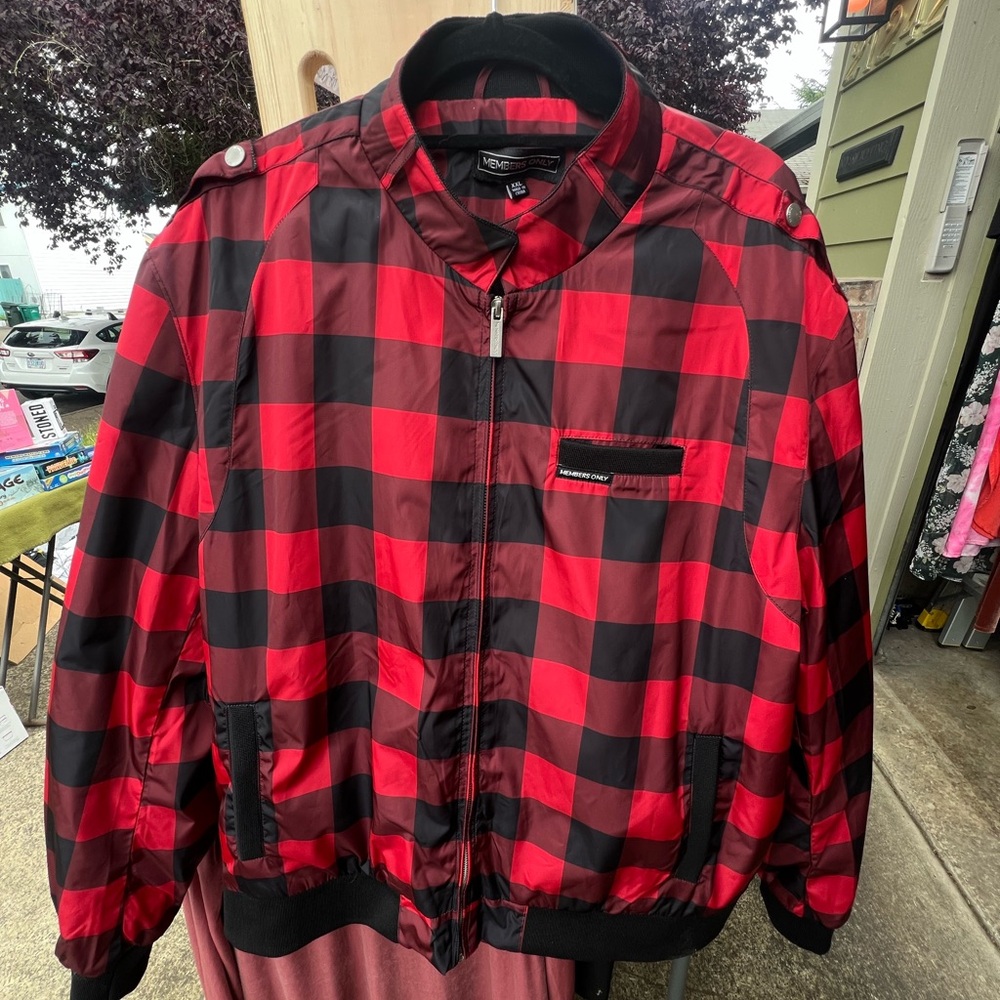 Members Only Red and Black Bomber Jacket